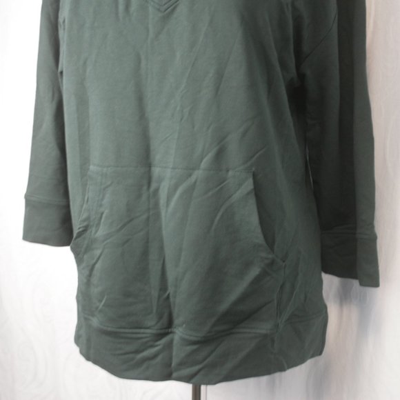 Dark Green T-Shirt with Hoodie Pocket - Picture 2 of 5